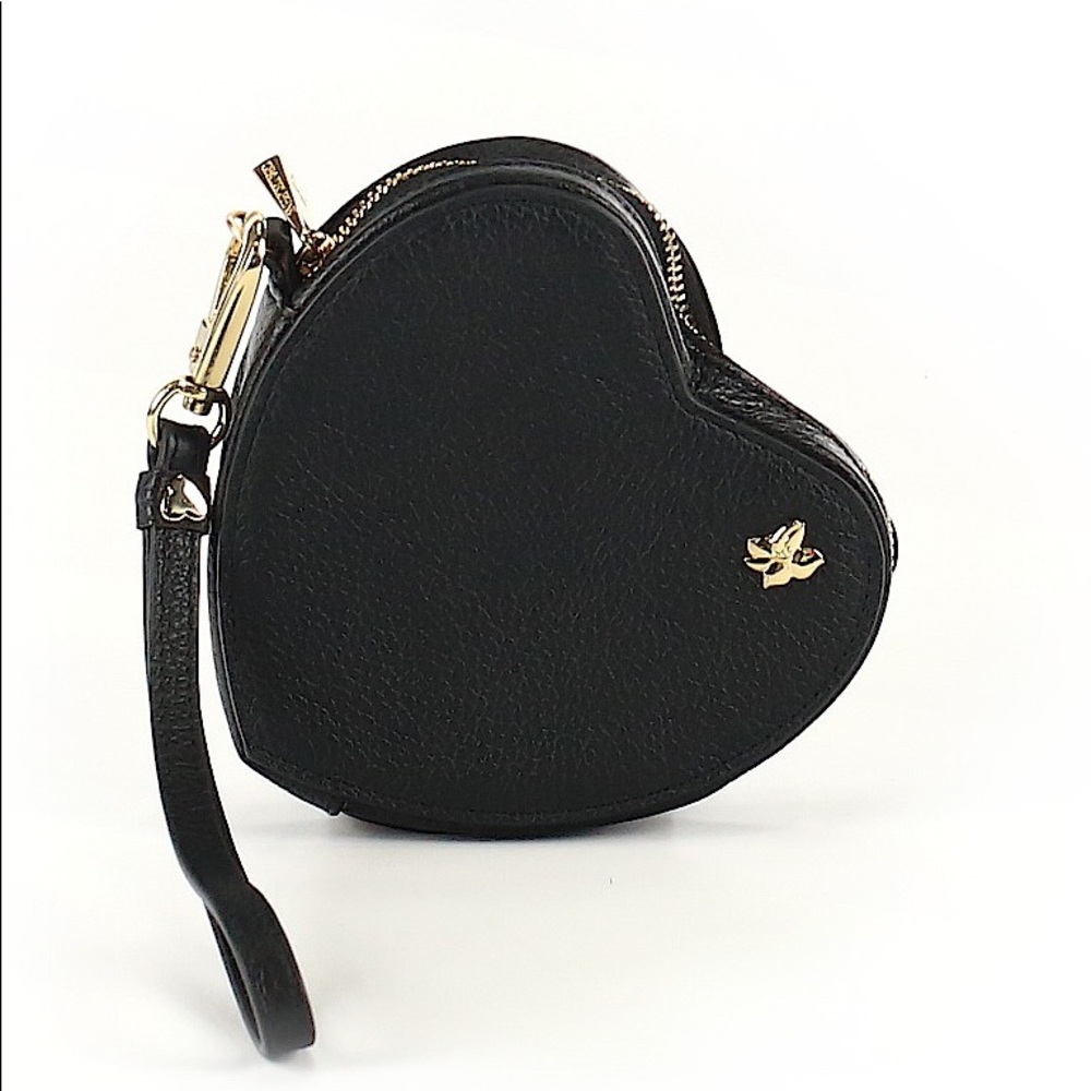 ORA DELPHINE Leather Heart Wristlet